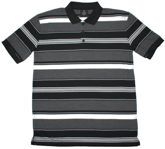 C & C Apparel Charcoal Striped Short Sleeve Polo