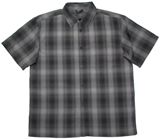 C & C Apparel Grey Ombre Plaid Short Sleeve Button Up